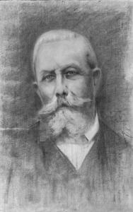 Giacomo Grosso, "Autorretrato", carvão sobre papel, assinado, Finais dos anos 20